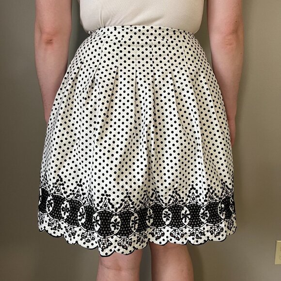 Talbots polkadot embroidered trim full skirt - Picture 3 of 10